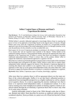 sellars` logical space of reasons and kant`s copernican revolution
