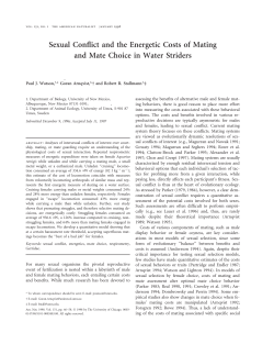 Sexual Conflict and the Energetic Costs of Mating and Mate Choice