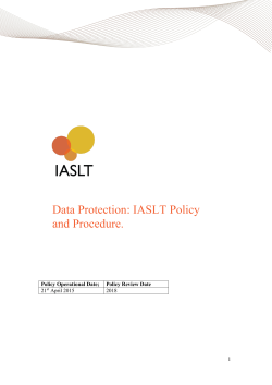 Data Protection: IASLT Policy and Procedure.