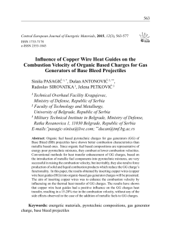Influence of Copper Wire Heat Guides on the Combustion Velocity of