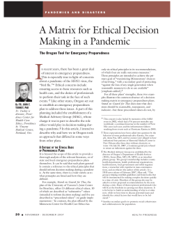 A Matrix for Ethical Decision Making in a Pandemic