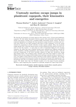 escape jumps in planktonic copepods, their kinematics and energetics