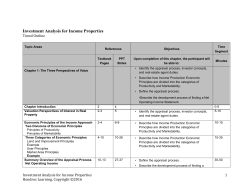 Investment Analysis for Income Properties