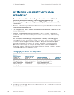 AP Human Geography Curriculum Articulation