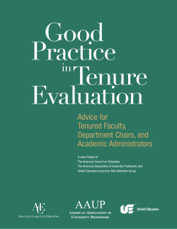 Good Practice in Tenure Evaluation