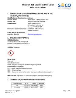 ThredOn 301 EZE Break Drill Collar Safety Data Sheet