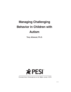 Managing Challenging Behavior in Children with
