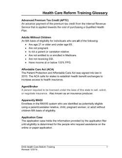 Health Care Reform Training Glossary