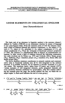 Jana Chamonikolasov&aacute;: Loose elements in colloquial English