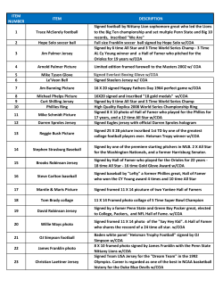 ITEM NUMBER ITEM DESCRIPTION 1 Trace McSorely football