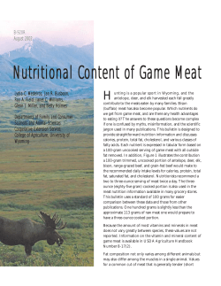 nutritional content of game meat - University of Wyoming Extension