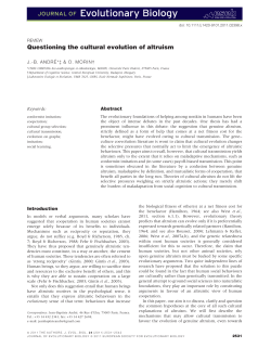 Questioning the cultural evolution of altruism - Jean