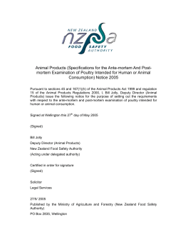Animal Products (Specifications for the Ante-mortem And