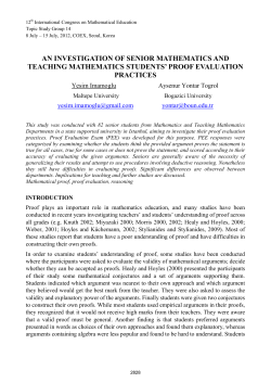 AN INVESTIGATION OF SENIOR MATHEMATICS AND TEACHING