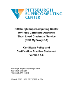 PSC MyProxy CA - Pittsburgh Supercomputing Center