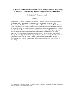 The Black Vomit in Charleston - NC State Graduate Journal of History