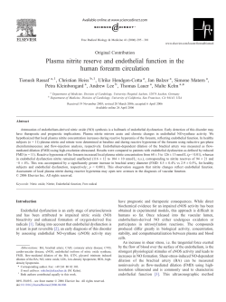Plasma nitrite reserve and endothelial function in the human forearm