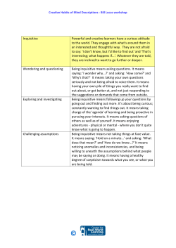 Inquisitive Powerful and creative learners have a curious attitude to