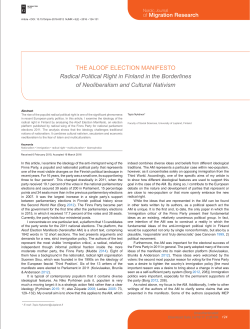 THE ALOOF ELECTION MANIFESTO Radical Political Right in