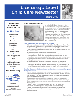 Licensing Latest - Spring 2013 - Vancouver Island Health Authority