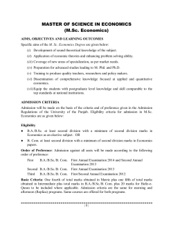 M.Sc Economics Prospectus 2014