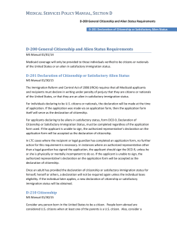 MS6000 Medicaid for Foster Children, Citizenship and Alien Status