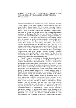 JEWISH CULTURE IN CONTEMPORARY AMERICA AND WEIMAR