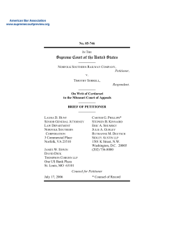 Brief for Petitioner in Norfolk Southern Railway Company v. Sorrell