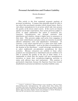 Personal Jurisdiction and Product Liability