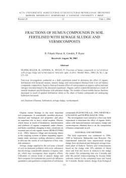 FRACTIONS OF HUMUS COMPOUNDS IN SOIL FERTILISED WITH