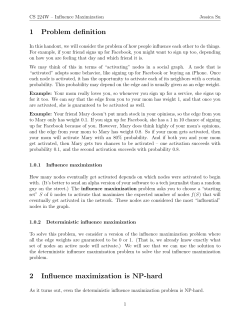 1 Problem definition 2 Influence maximization is NP-hard