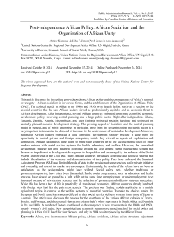 Post-independence African Policy: African Socialism and the