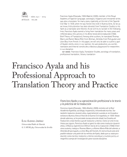 Francisco Ayala and his Professional Approach to Translation