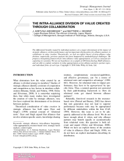 The Intra-alliance division of value created through collaboration