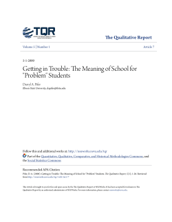 Getting in Trouble: The Meaning of School for "Problem