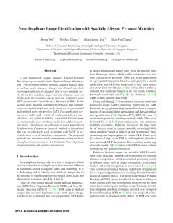Near Duplicate Image Identification with Spatially Aligned Pyramid