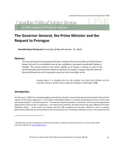 The Governor General, the Prime Minister and the Request to