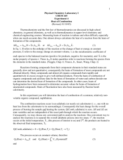 Physical Chemistry Laboratory I