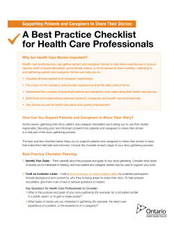 Supporting Patients and Caregivers to Share Their Stories: A Best