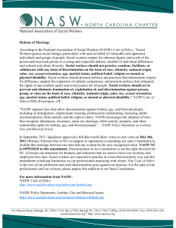 (NASW) Code of Ethics, &ldquo;Social Workers pursue so