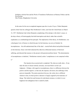 Solidarity with the Past and the Work of Translation