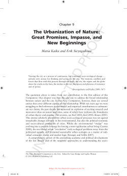 The Urbanization of Nature: Great Promises, Impasse, and