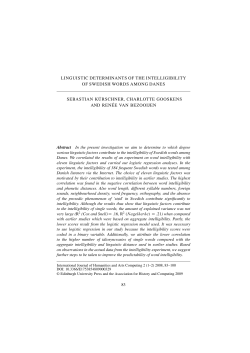 linguistic determinants of the intelligibility of swedish words among