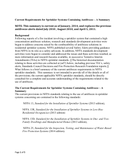 Current Requirements for Sprinkler Systems Containing