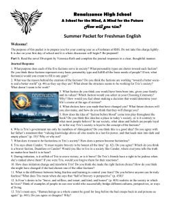 Renaissance High School How will you rise? Summer Packet for