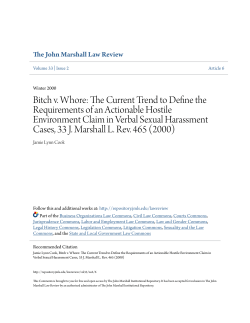 Bitch v. Whore: The Current Trend to Define the Requirements of an