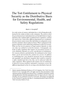 The Tort Entitlement to Physical Security as the Distributive Basis for