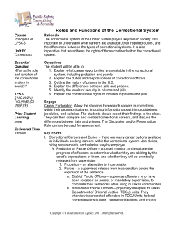 Roles and Functions of the Correctional System