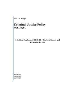 Criminal Justice Policy SOC 3326G A Critical Analysis of Bill C-10