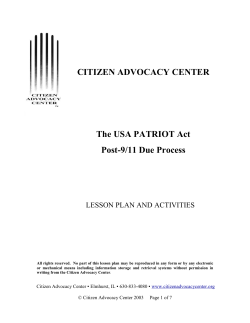 USA PATRIOT ACT 2001 - Citizen Advocacy Center